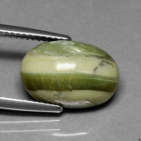 5.70 ct Green Serpentine Gemstone, Serpentine Gem in Oval Cabochon Shape for Sale.