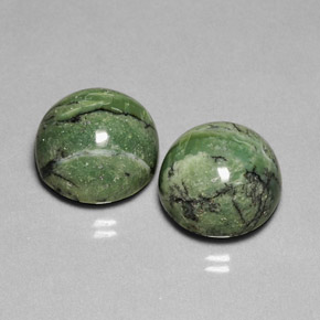 20.33 ct Green Serpentine Gemstone, Serpentine Gem in Round Cabochon Shape for Sale.