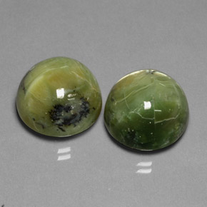 24.48 ct Green Serpentine Gemstone, Serpentine Gem in Round Cabochon Shape for Sale.