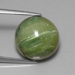 7.64 ct Green Serpentine Gemstone, Serpentine Gem in Round Cabochon Shape for Sale.