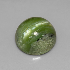 7.28 ct Green Serpentine Gemstone, Serpentine Gem in Round Cabochon Shape for Sale.