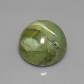 7.23 ct Green Serpentine Gemstone, Serpentine Gem in Round Cabochon Shape for Sale.