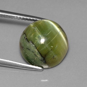 6.30 ct Green Serpentine Stone, Natural Serpentine in Round Cabochon Shape for Sale