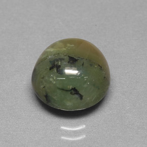 3.63 ct Green Serpentine Gemstone, Serpentine Gem in Round Cabochon Shape for Sale.