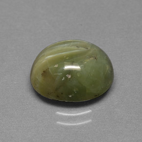 2.95 ct Green Serpentine Gemstone, Serpentine Gem in Oval Cabochon Shape for Sale.