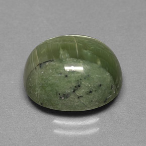 4.84 ct Green Serpentine Gemstone, Serpentine Gem in Oval Cabochon Shape for Sale.