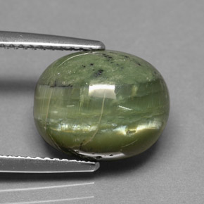 4.84 ct Green Serpentine Stone, Natural Serpentine in Oval Cabochon Shape for Sale