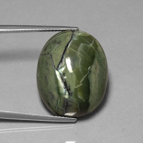 26.53 ct Green Serpentine Gemstone, Serpentine Gem in Oval Cabochon Shape for Sale.