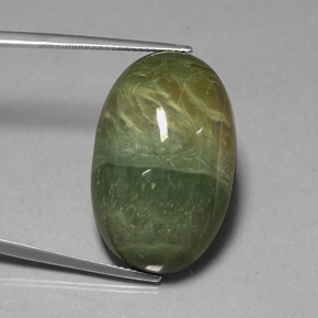 38.22 ct Green Serpentine Gemstone, Serpentine Gem in Oval Cabochon Shape for Sale.