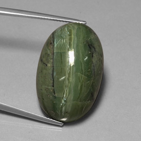 36.66 ct Green Serpentine Gemstone, Serpentine Gem in Oval Cabochon Shape for Sale.
