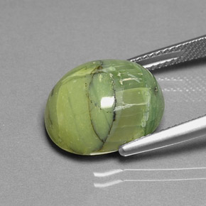 Serpentine Gemstone in 15.1 x 12.6 mm Size for Sale, Serpentine Stone in Yellowish Green Color