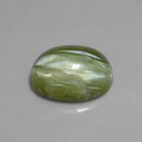 5.37 ct Green Serpentine Gemstone, Serpentine Gem in Oval Cabochon Shape for Sale.