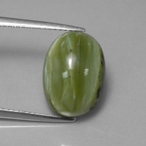 5.37 ct Green Serpentine Stone, Natural Serpentine in Oval Cabochon Shape for Sale