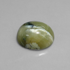 5.26 ct Green Serpentine Gemstone, Serpentine Gem in Oval Cabochon Shape for Sale.