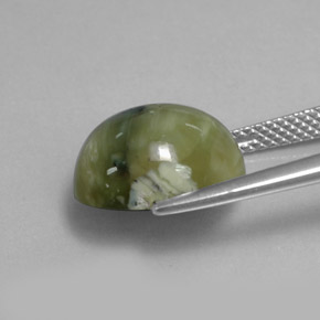 Serpentine Gemstone in 12.8 x 10.1 mm Size for Sale, Serpentine Stone in Yellowish Green Color