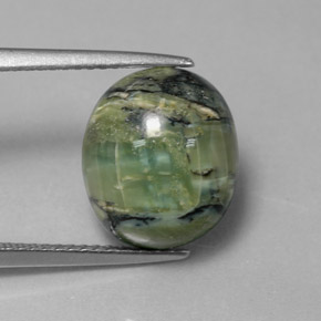 4.29 ct Green Serpentine Stone, Natural Serpentine in Oval Cabochon Shape for Sale