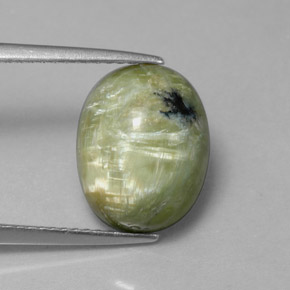 3.97 ct Green Serpentine Stone, Natural Serpentine in Oval Cabochon Shape for Sale