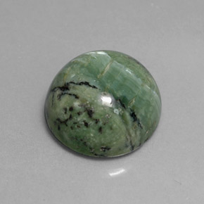 5.84 ct Green Serpentine Gemstone, Serpentine Gem in Round Cabochon Shape for Sale.