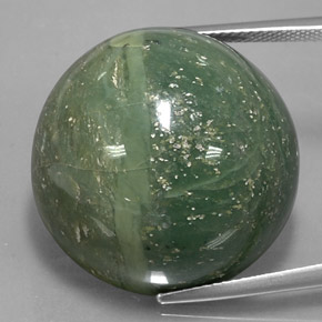 48.32 ct Green Serpentine Gemstone, Serpentine Gem in Round Cabochon Shape for Sale.