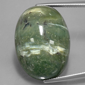 42.50 ct Green Serpentine Gemstone, Serpentine Gem in Oval Cabochon Shape for Sale.