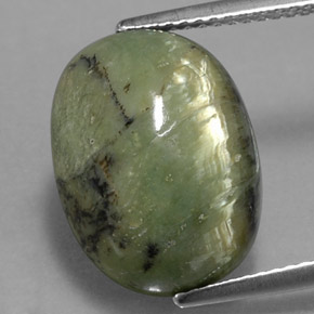 7.68 ct Green Serpentine Gemstone, Serpentine Gem in Oval Cabochon Shape for Sale.