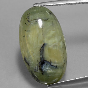 9.95 ct Green Serpentine Gemstone, Serpentine Gem in Oval Cabochon Shape for Sale.