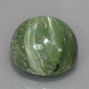 5.71 ct Green Serpentine Stone, Natural Serpentine in Round Cabochon Shape for Sale