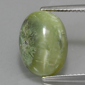 5.32 ct Green Serpentine Gemstone, Serpentine Gem in Oval Cabochon Shape for Sale.