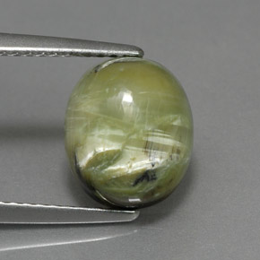 2.93 ct Green Serpentine Gemstone, Serpentine Gem in Oval Cabochon Shape for Sale.