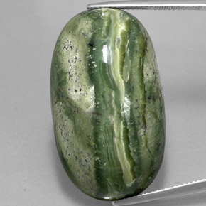 49.97 ct Green Serpentine Gemstone, Serpentine Gem in Oval Cabochon Shape for Sale.