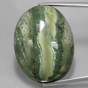 47.57 ct Green Serpentine Gemstone, Serpentine Gem in Oval Cabochon Shape for Sale.