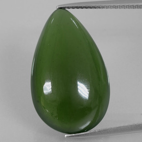 ダークグリーン サーペンティン 宝石 - 18ct ペアーカボション (ID: 396191)