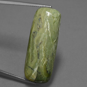 黄みがかったグリーン サーペンティン 宝石 - 19.6ct クッション カボション (ID: 451600)