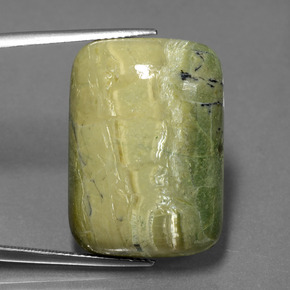 28.3ct Cushion Cabochon Yellowish Green Serpentine Gem for sale 28.3ct Cushion Cabochon Yellowish Green Serpentine Gem (ID: 451638)