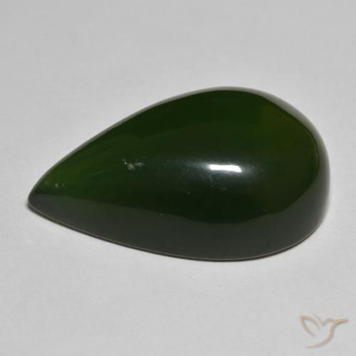 Serpentine Gemstone in 29.5 x 18.6 mm Size for Sale, Serpentine Stone in Dark Green Color