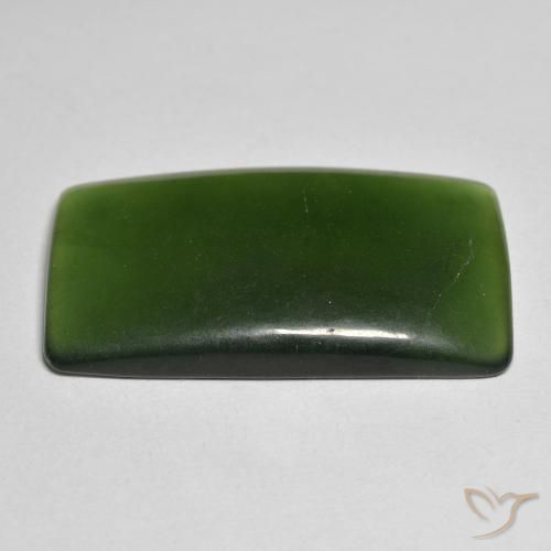 Serpentine Gemstone in 30.6 x 16.9 mm Size for Sale, Serpentine Stone in Dark Green Color