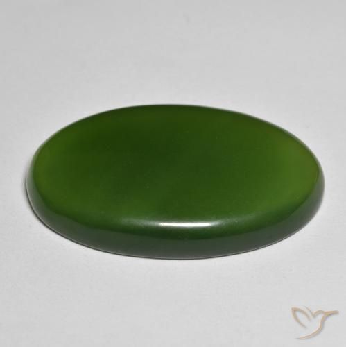 Serpentine Gemstone in 36 x 22.5 mm Size for Sale, Serpentine Stone in Dark Green Color