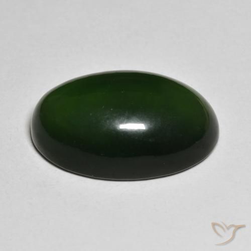 Serpentine Gemstone in 21.8 x 14.3 mm Size for Sale, Serpentine Stone in Dark Green Color