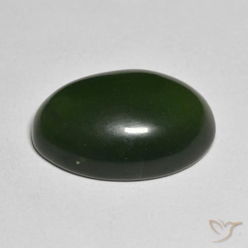 Serpentine Gemstone in 20.6 x 14.1 mm Size for Sale, Serpentine Stone in Dark Green Color
