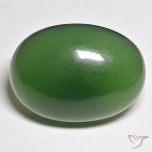 Serpentinite verde taglio ovale da 55,63 ct dagli Stati Uniti, dimensione 33,6 x 23mm, pietra preziosa naturale non trattati , purezza Translucent, Serpentinite Ovale cabochon da 1 pz, durezza Mohs di 2,5 - 5,5, Photo A