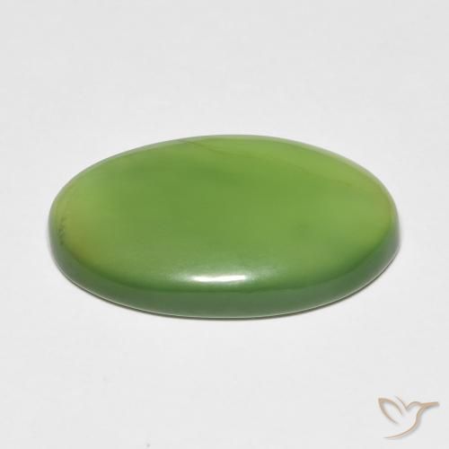 Serpentine Gemstone in 20.9 x 13.4 mm Size for Sale, Serpentine Stone in Medium Green Color