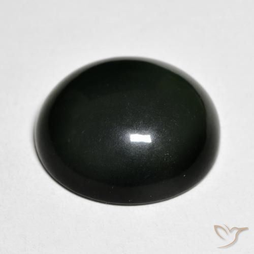 15.26ct Natural Very Dark Green Serpentine, Round, Translucent