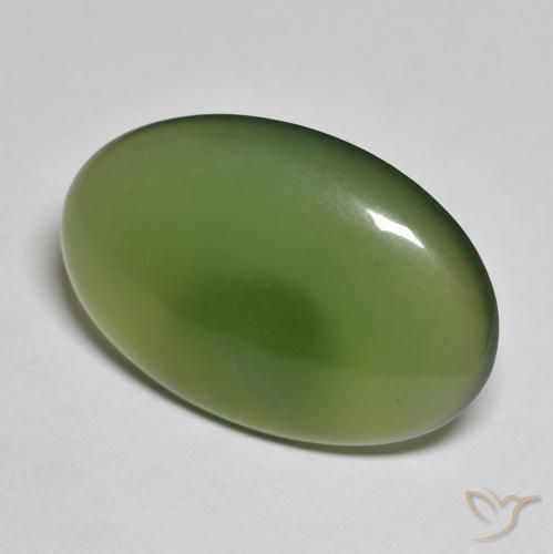 11.32 ct Green Serpentine Stone, Natural Serpentine in Oval Cabochon Shape for Sale