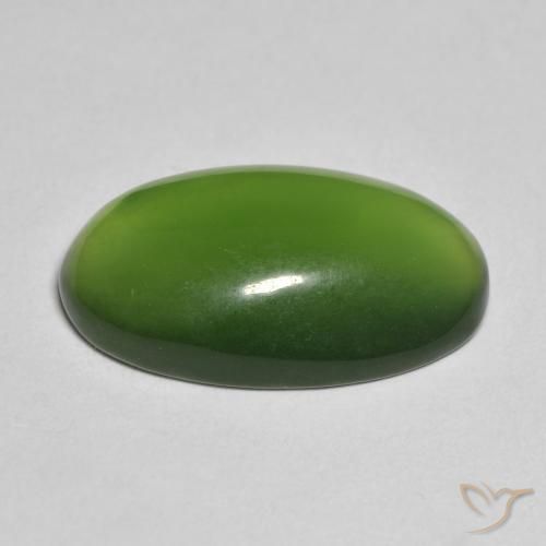 Serpentine Gemstone in 19.3 x 11.7 mm Size for Sale, Serpentine Stone in Medium Green Color