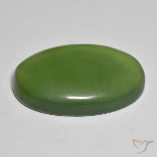 Serpentine Gemstone in 26.3 x 16.8 mm Size for Sale, Serpentine Stone in Earthy Green Color