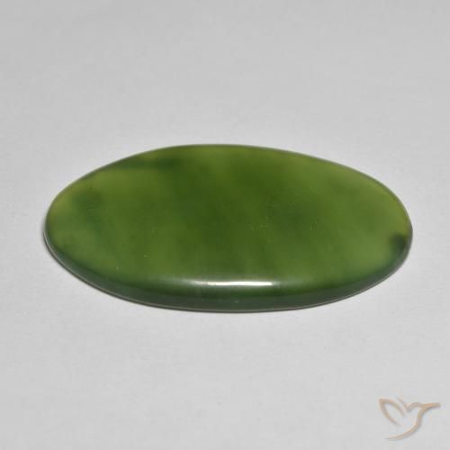 Serpentine Gemstone in 36.8 x 21.5 mm Size for Sale, Serpentine Stone in Seaweed Green Color