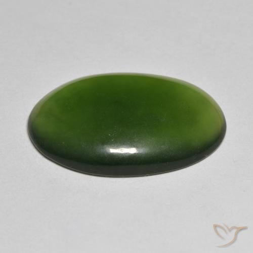 Serpentine Gemstone in 26.6 x 17.9 mm Size for Sale, Serpentine Stone in Seaweed Green Color