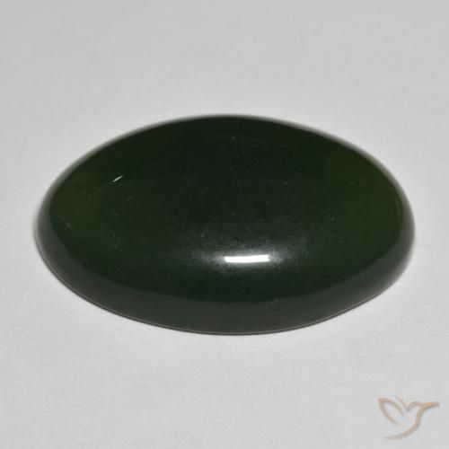 Serpentine Gemstone in 31.9 x 22 mm Size for Sale, Serpentine Stone in Dark Green Color