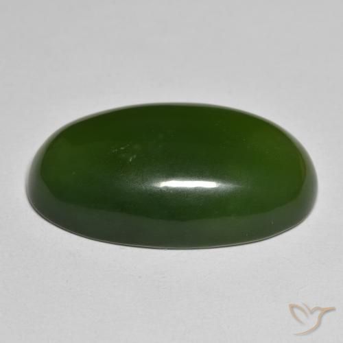 Serpentine Gemstone in 30.1 x 17.3 mm Size for Sale, Serpentine Stone in Dark Green Color