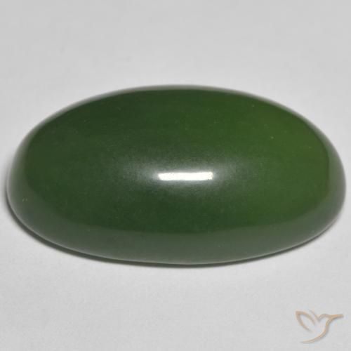 Serpentine Gemstone in 25.9 x 15.7 mm Size for Sale, Serpentine Stone in Dark Green Color